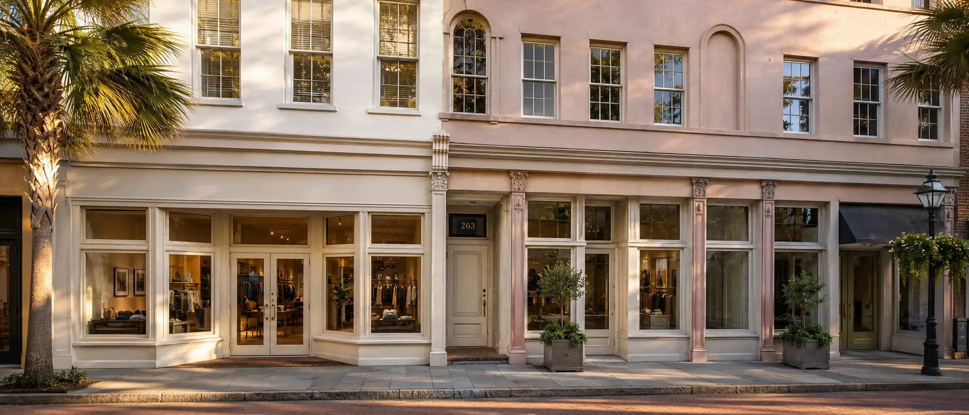 Historic King Street building housing our third-floor Charleston med spa