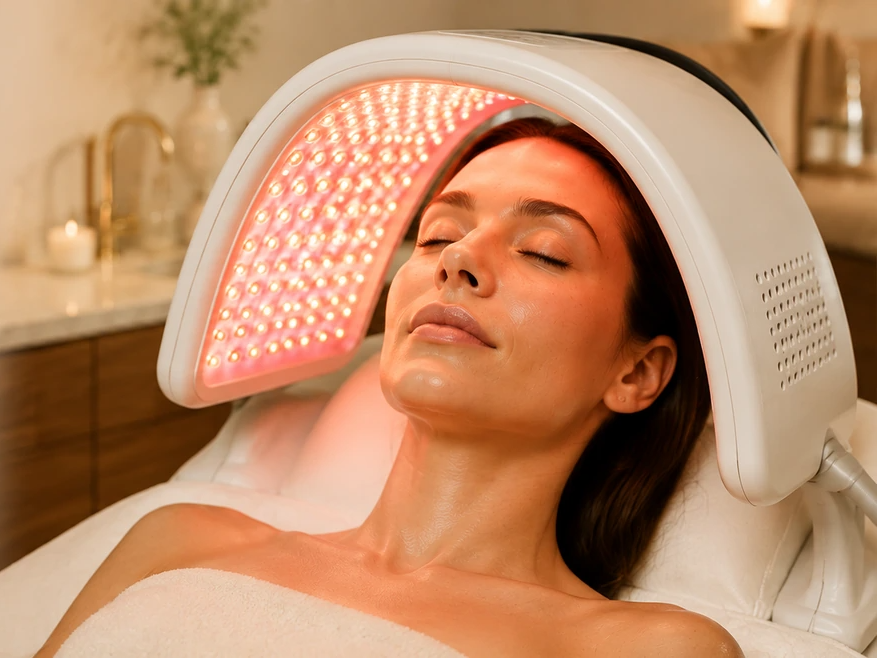 Celluma LED — light panel over face — The Society of Preservation Med Spa, Charleston