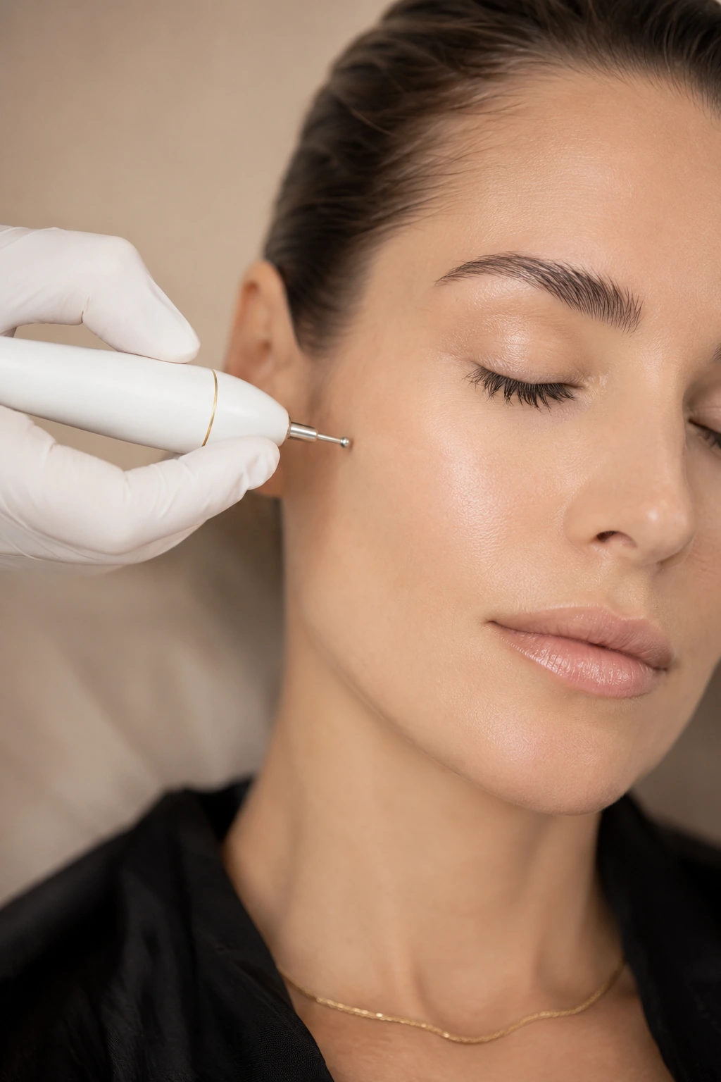 Microneedling in progress — provider hands, numbed patient — The Society of Preservation Med Spa, Charleston