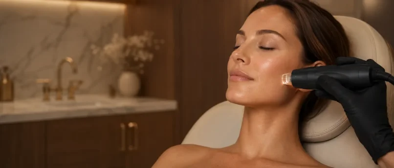 MOXI — laser handpiece on cheek — The Society of Preservation Med Spa, Charleston